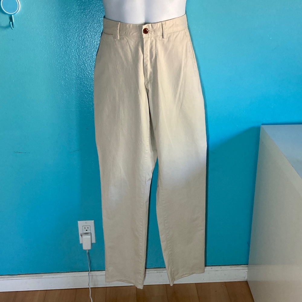 Emidio Tucci Mens Size 34 X 31 Cream Chino Flat Front Cotton Casual Pants
